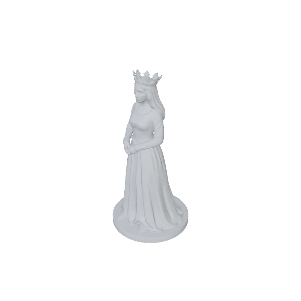 Medieval court queen sculpt, untextured printable geometry